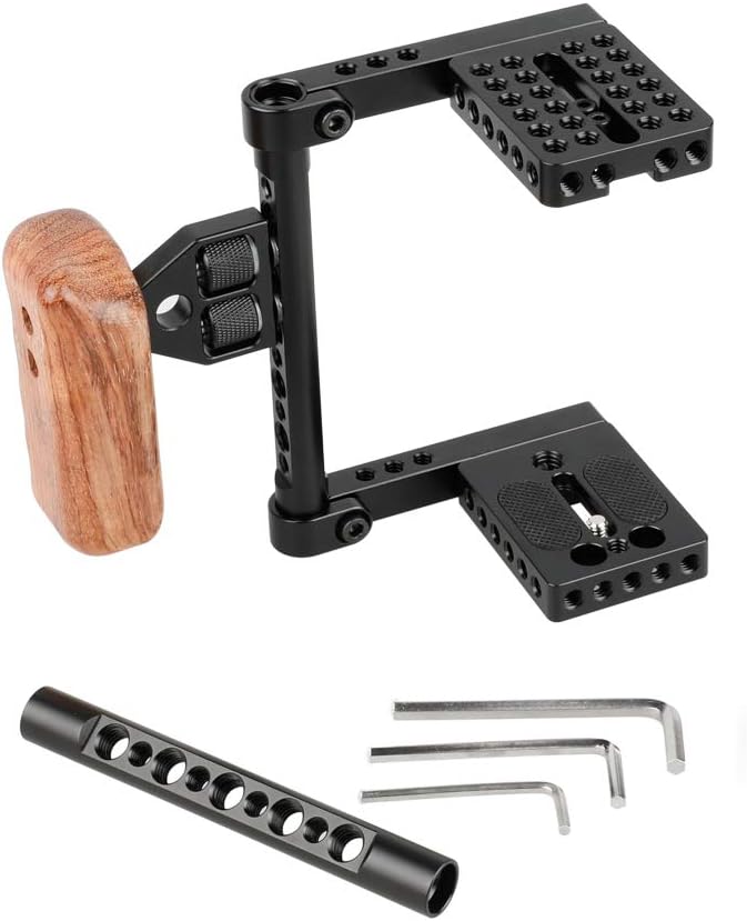 CAMVATE DSLR - Kamera Mit Bild Stabilisator Plattform Käfig Mit Holzgriff Kompatibel für Nikon, Sony