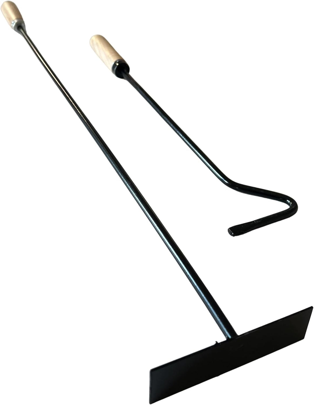 pokm toolsmarket - SET 50cm Schürhaken + 70cm Ascheschaber mit Holzgriff, Kaminbesteck Reinigungsset