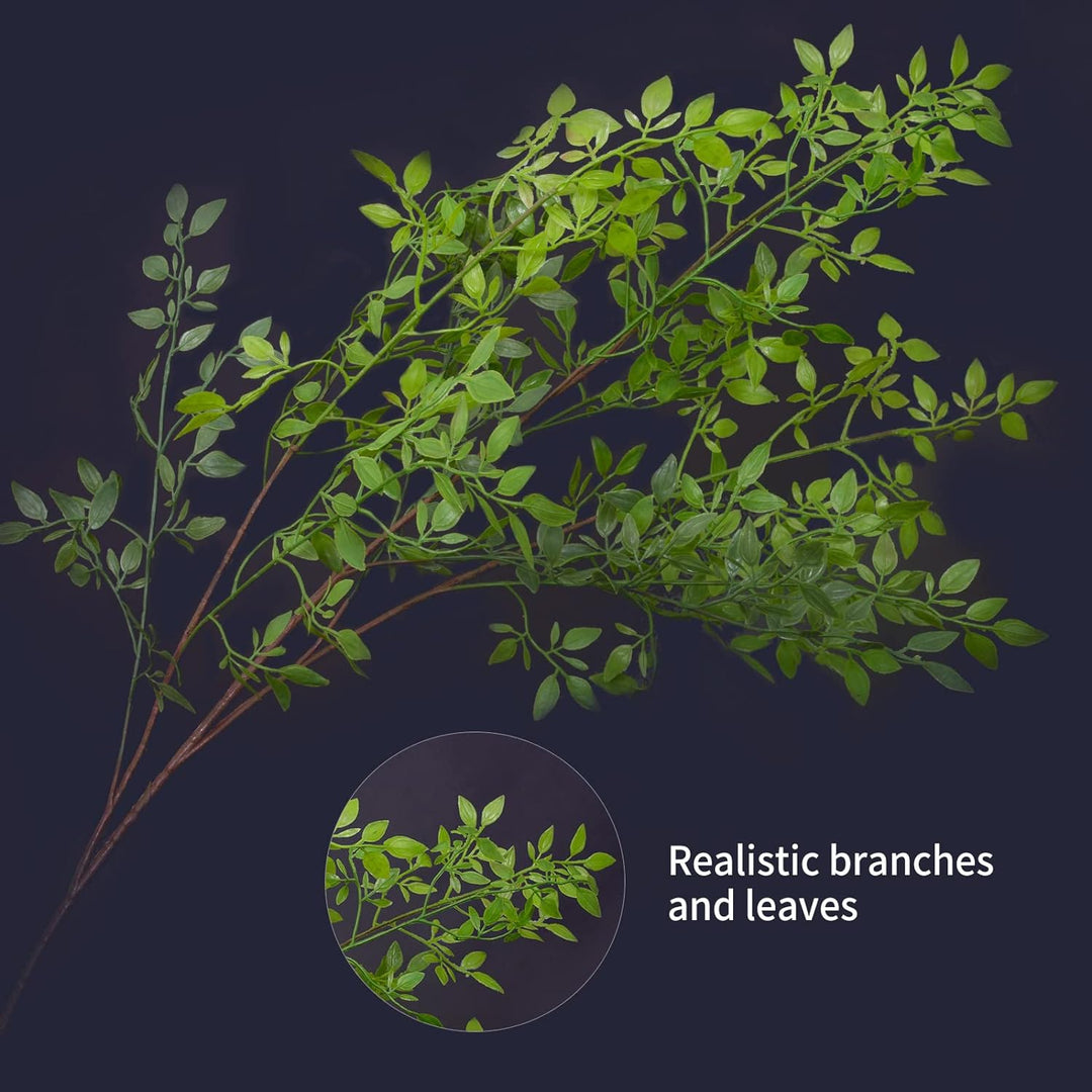 Melorca&amp;Guilla Künstliche Pflanzen, 110 cm, grüne Nandina-Zweige für Vase, künstliche Pflanzen für G