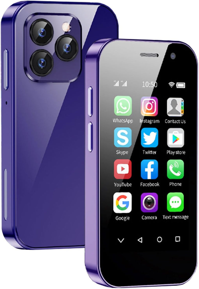 Hipipooo Mini-Smartphone entsperrt, 4G-Handy 3,0 Zoll, Dual-SIM-Karte, 2600-mAh-Akku, 2MP+5MP-Kamera