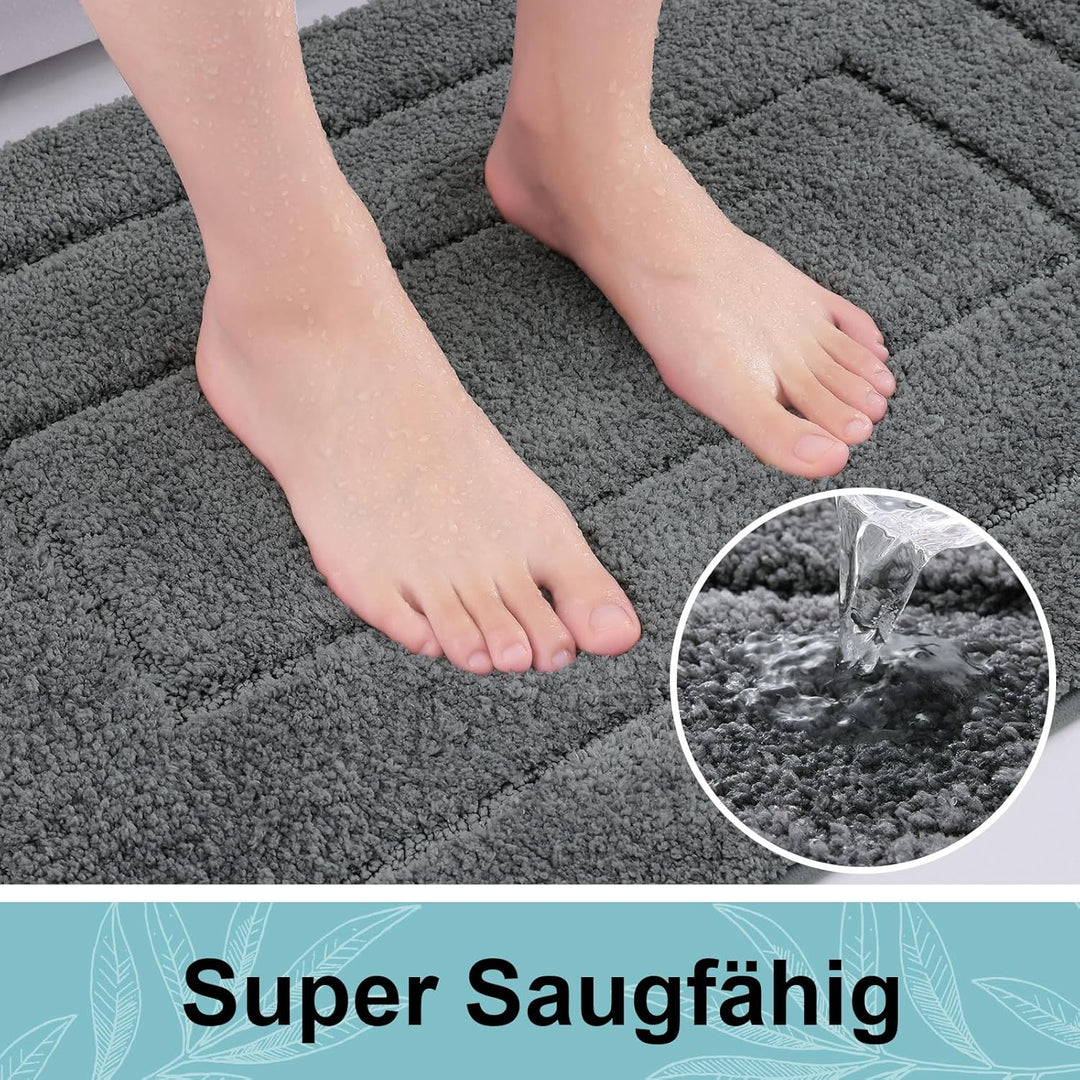 Homaxy Mikrofaser Badezimmerteppich rutschfest Waschbar Badematte Weiche Badteppich Wasserabsorbiere