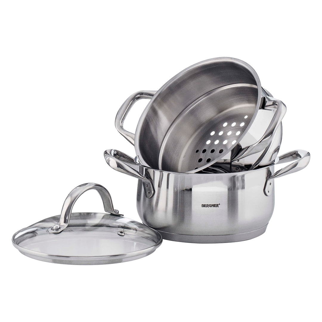 BERGNER Gourmet | Kochtopf mit Siebeinsatz | Topf mit Deckel, Siebeinsatz und 2,2L Fassungsvermögen