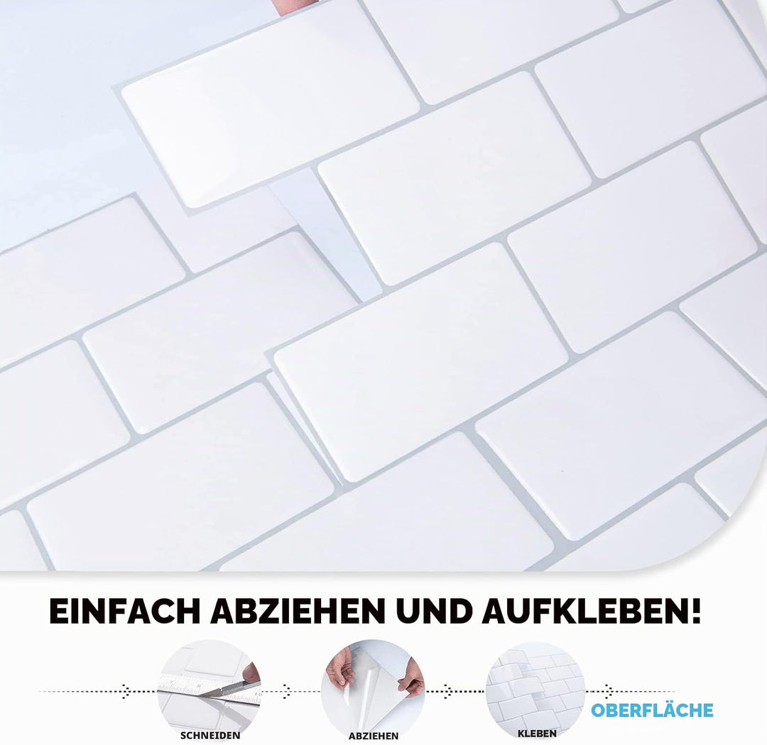 Art3d 10 Stück 30,5 x 30,5 cm Fliesenspiegel Selbstklebend Küche Klebefliesen Küche Bad Strahlendes