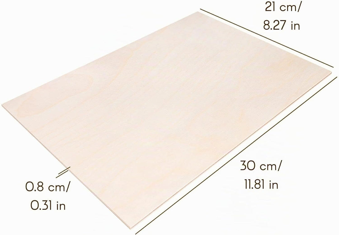 Creative Deco 10 x A4 Sperrholzplatte 8mm Pappelsperrholz | 300 x 210 (+/- 0,5) mm | Dünne Holz-Zusc