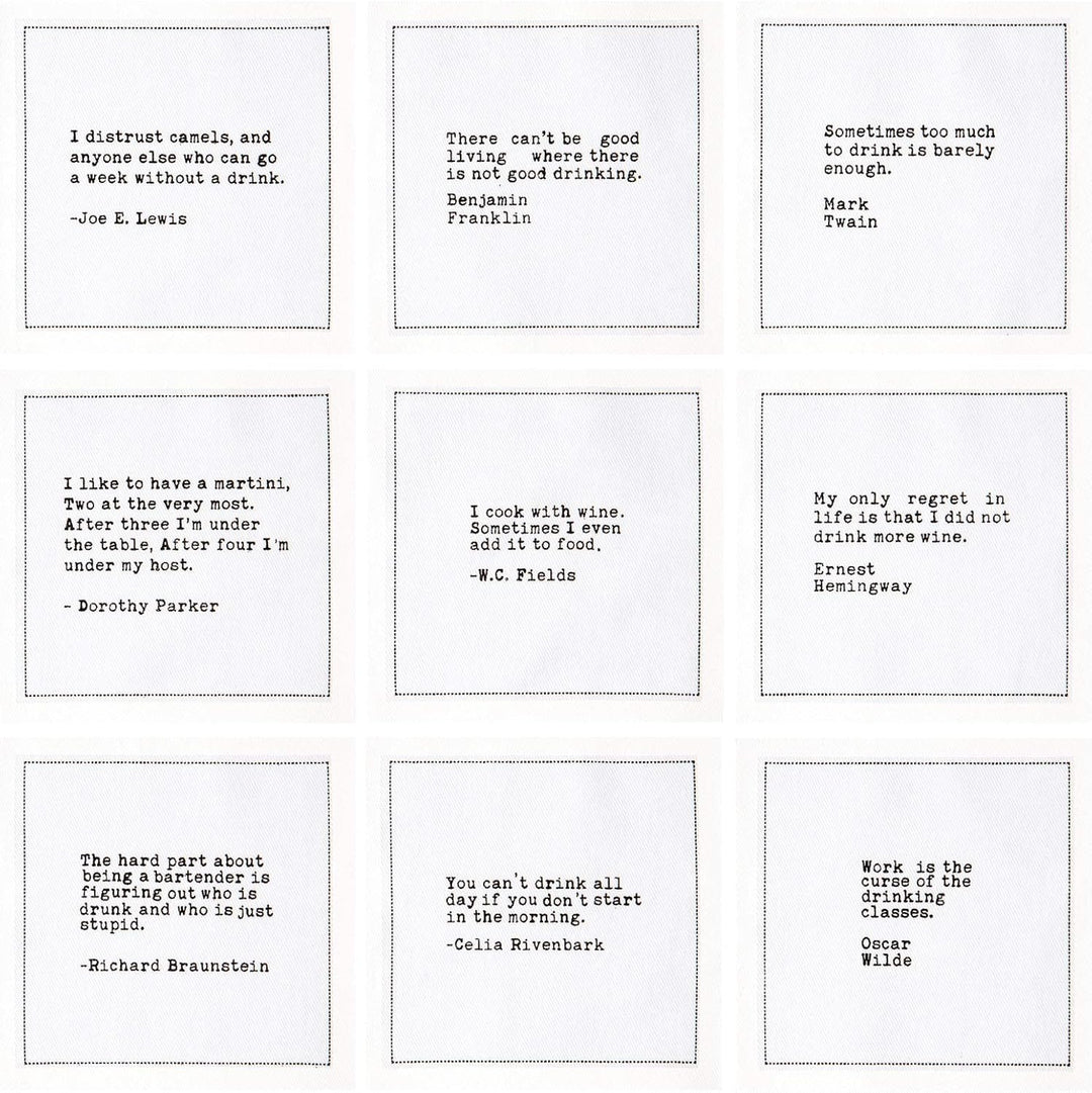 Signature Napkins Cocktail-Servietten, 50 Stück, 14 einzigartige Zitate, 11,4 x 11,4 cm, Weiss, Einz