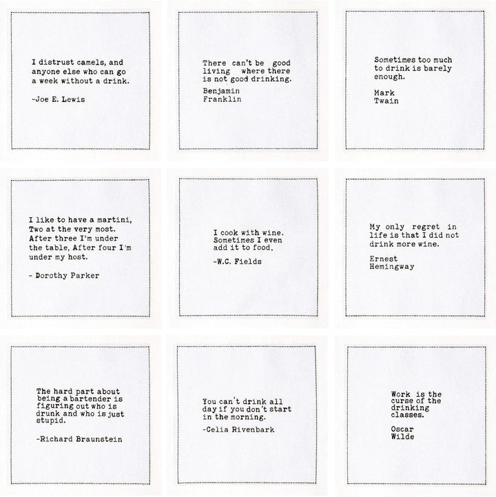Signature Napkins Cocktail-Servietten, 50 Stück, 14 einzigartige Zitate, 11,4 x 11,4 cm, Weiss, Einz