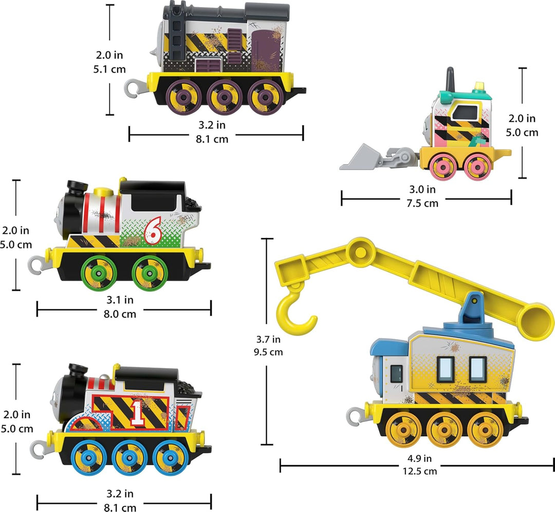 Thomas & seine Freunde Die-Cast-Fahrzeugset Bautrupp, 5 Spielzeug-Lokomotiven zum Schieben für Kinde
