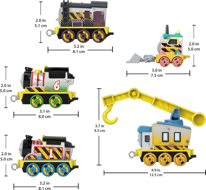 Thomas & seine Freunde Die-Cast-Fahrzeugset Bautrupp, 5 Spielzeug-Lokomotiven zum Schieben für Kinde
