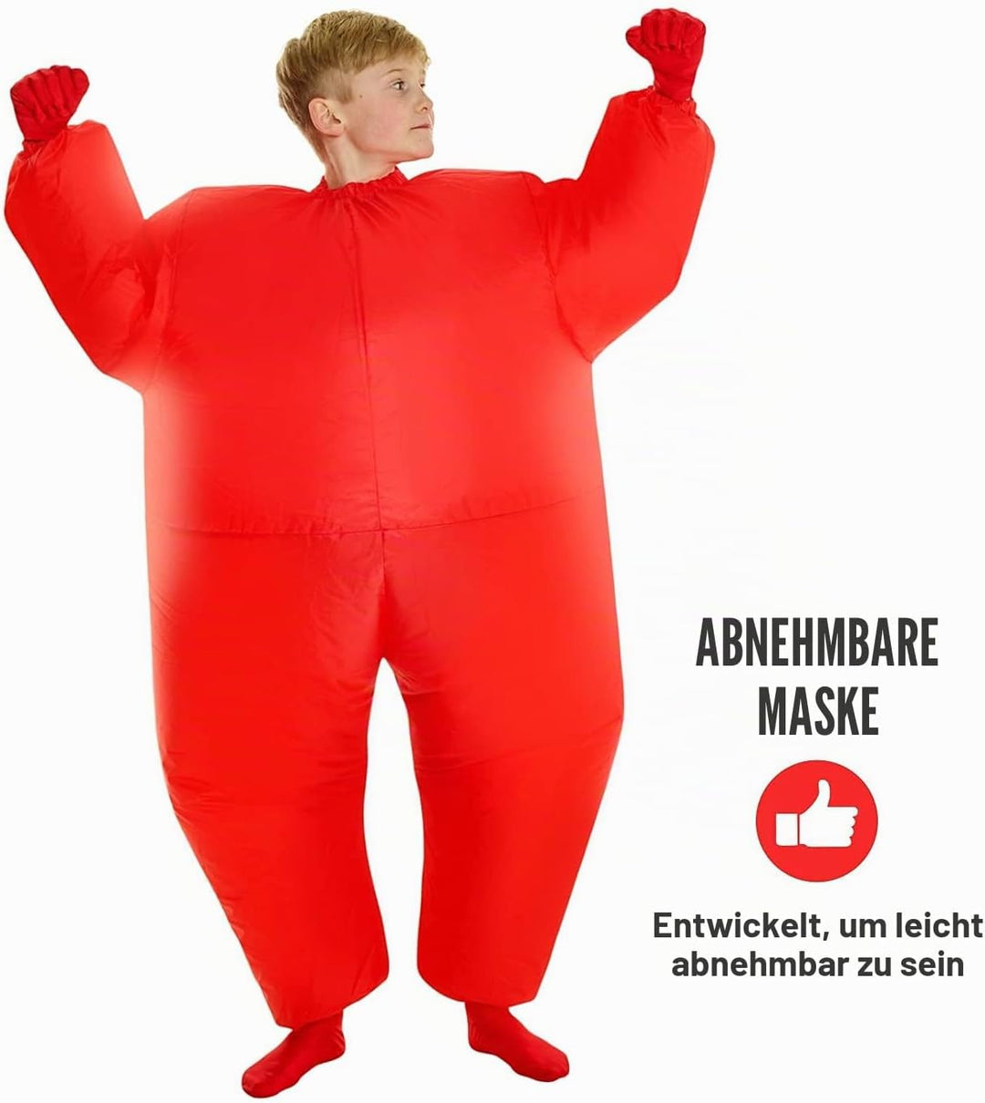 Morph Rotes Aufblasbares Kostüm für Kinder, Megamorph - Einheitsgrösse, Rot