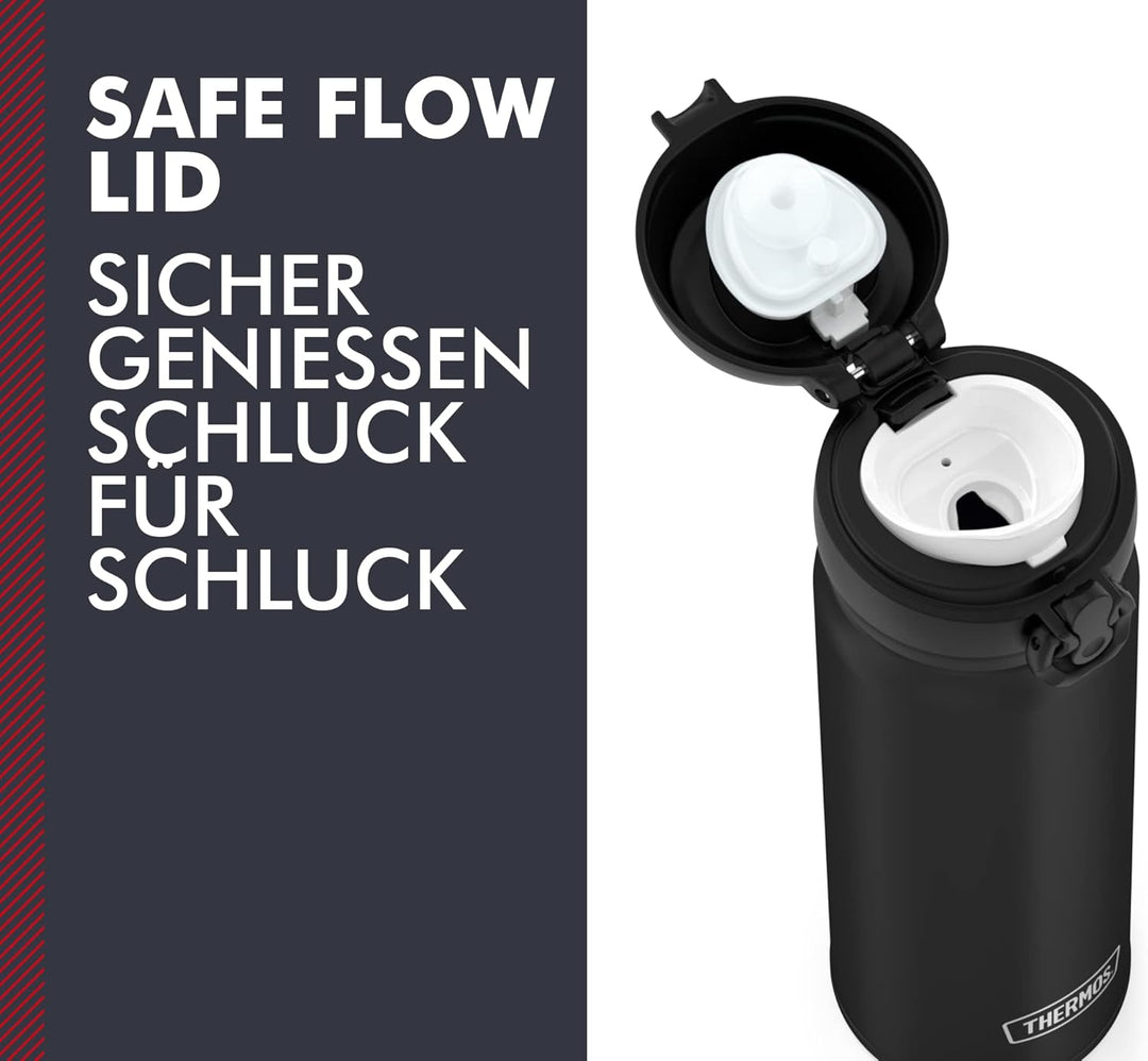 THERMOS ULTRALIGHT BOTTLE 0,75l, charcoal black, Isolierflasche Edelstahl mit Safe Flow Lid, 10 h he