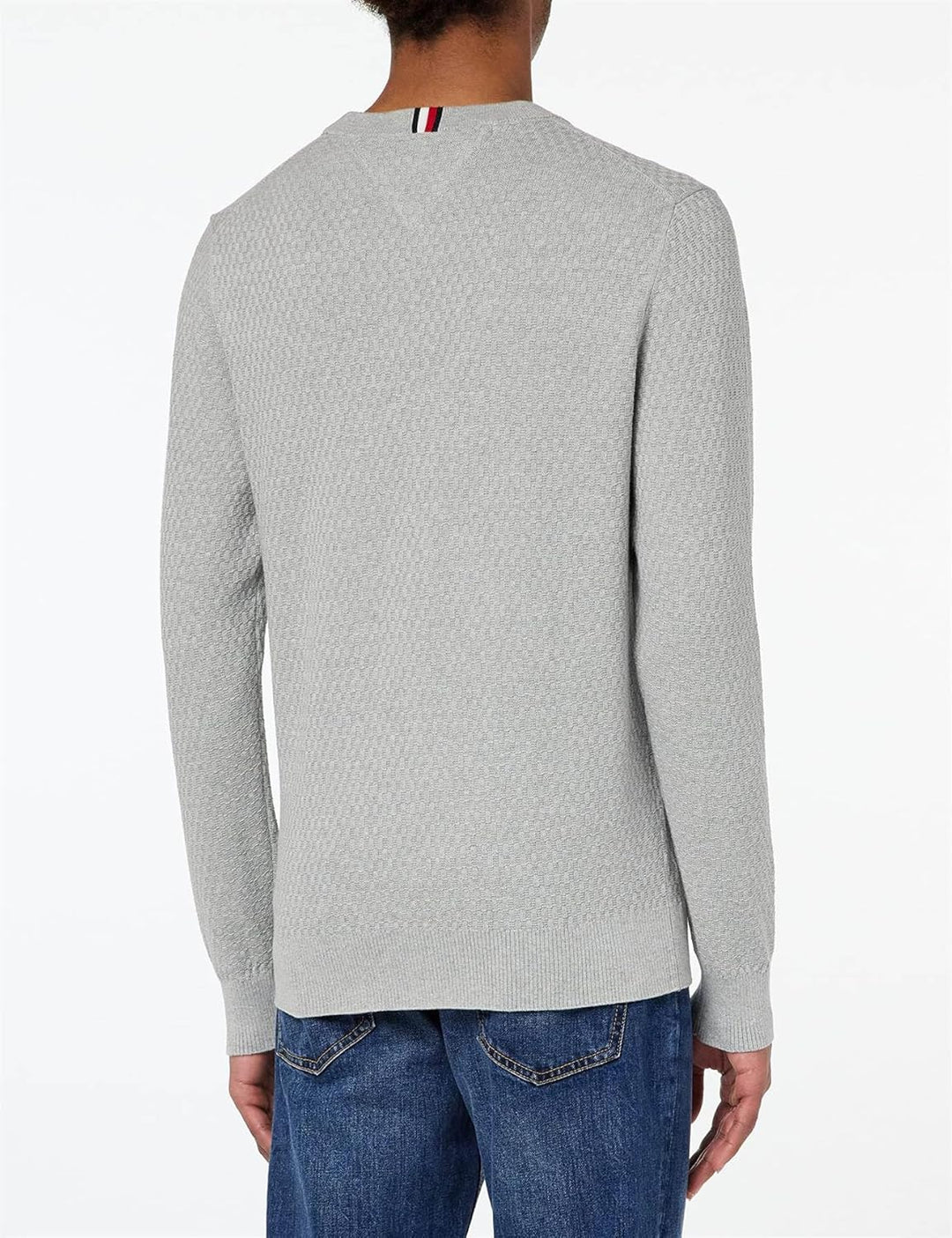 Tommy Hilfiger Herren Cross-Struktur Rundhalsausschnitt Pullover M Light Grey Heather, M Light Grey