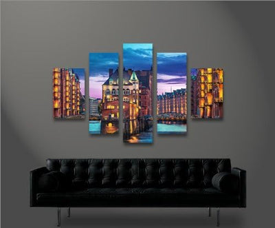 islandburner Bild Bilder auf Leinwand Speicherstadt Hamburg MF XXL Poster Leinwandbild Wandbild Deko