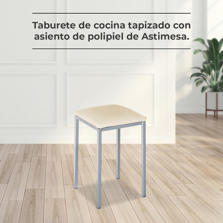 ASTIMESA - Gepolsterter Küchenhocker - Solide und Feste Struktur - Gestell Farbe Aluminium und Sitzf