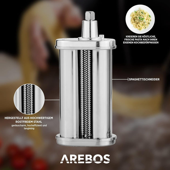 Arebos Zubehör für Küchenmaschinen, elektrische Nudelmaschine mit Spaghetti-Aufsatz aus Edelstahl
