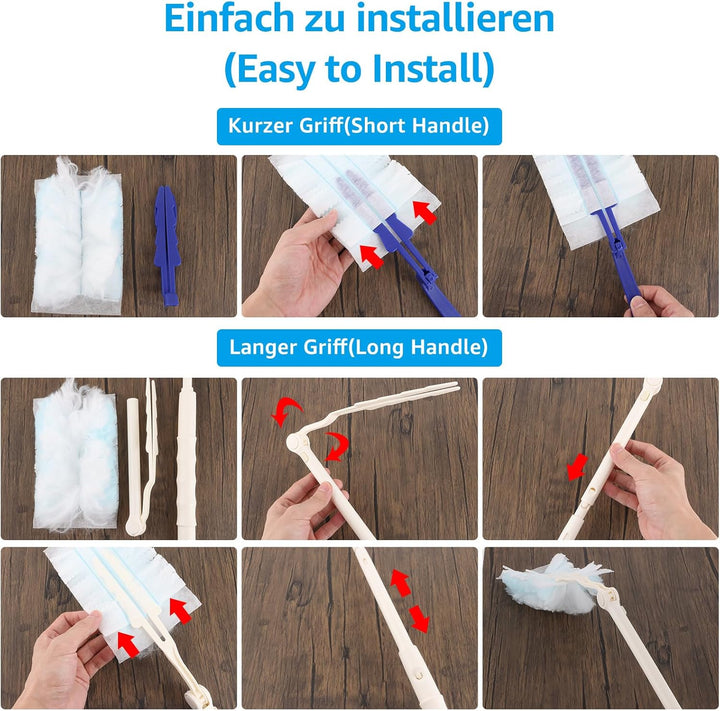 102 Stück Staubmagnet Nachfüllpack, Duster für Pronto Staubwedel, Staubwedel Teleskop Staubwischer m
