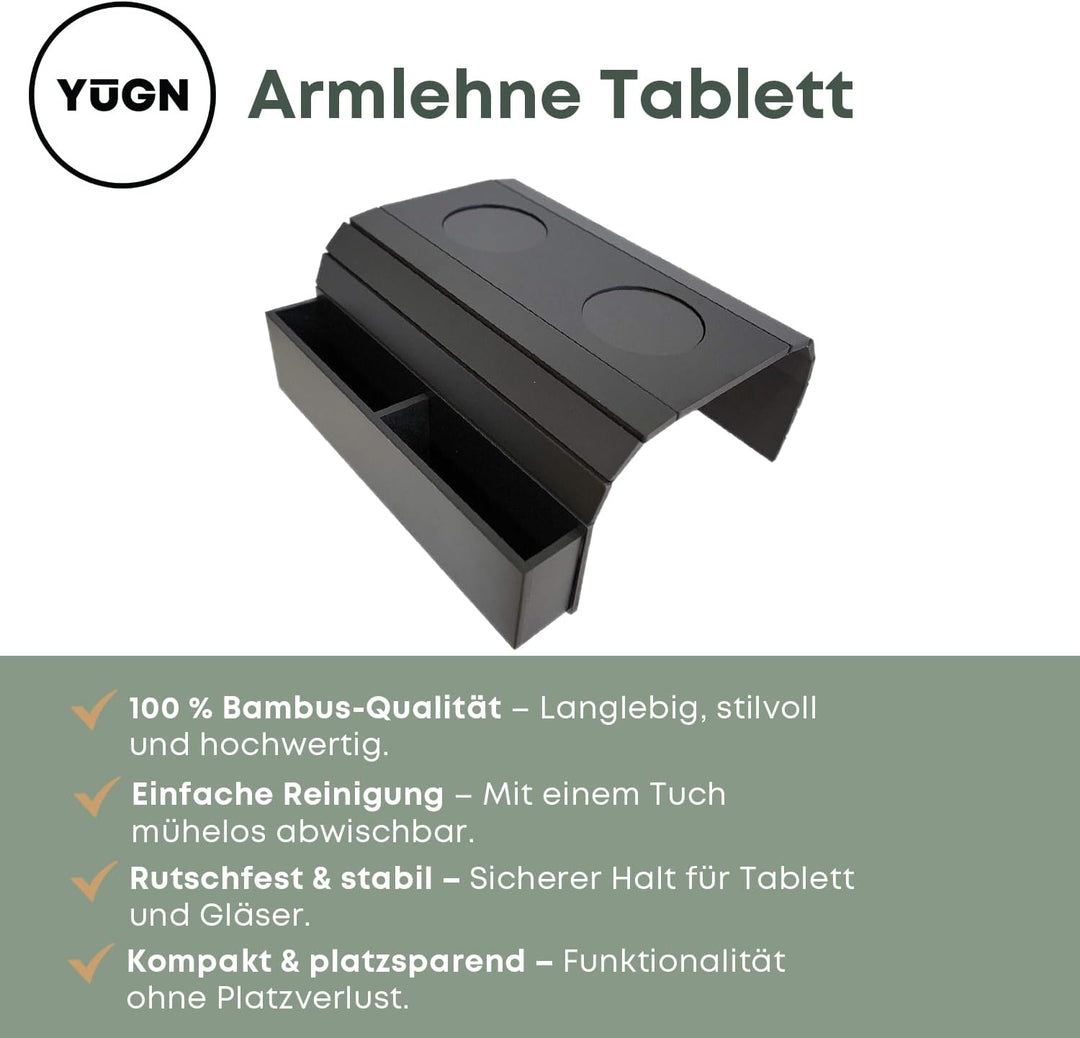 YUGN Sofatablett Armlehne - Couch Ablage Sofa Tablett - Sofalehne Ablage - Getränkehalter Sofa Butle