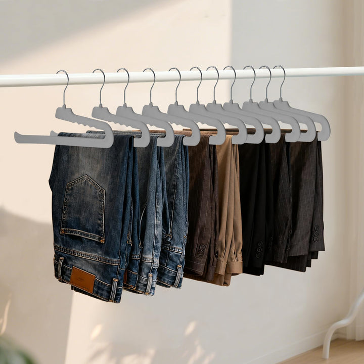 ManGotree rutschfeste Samt-Hosenbügel, Filz-Jeansbügel mit Offenen Enden für Kleiderschrank-Organize
