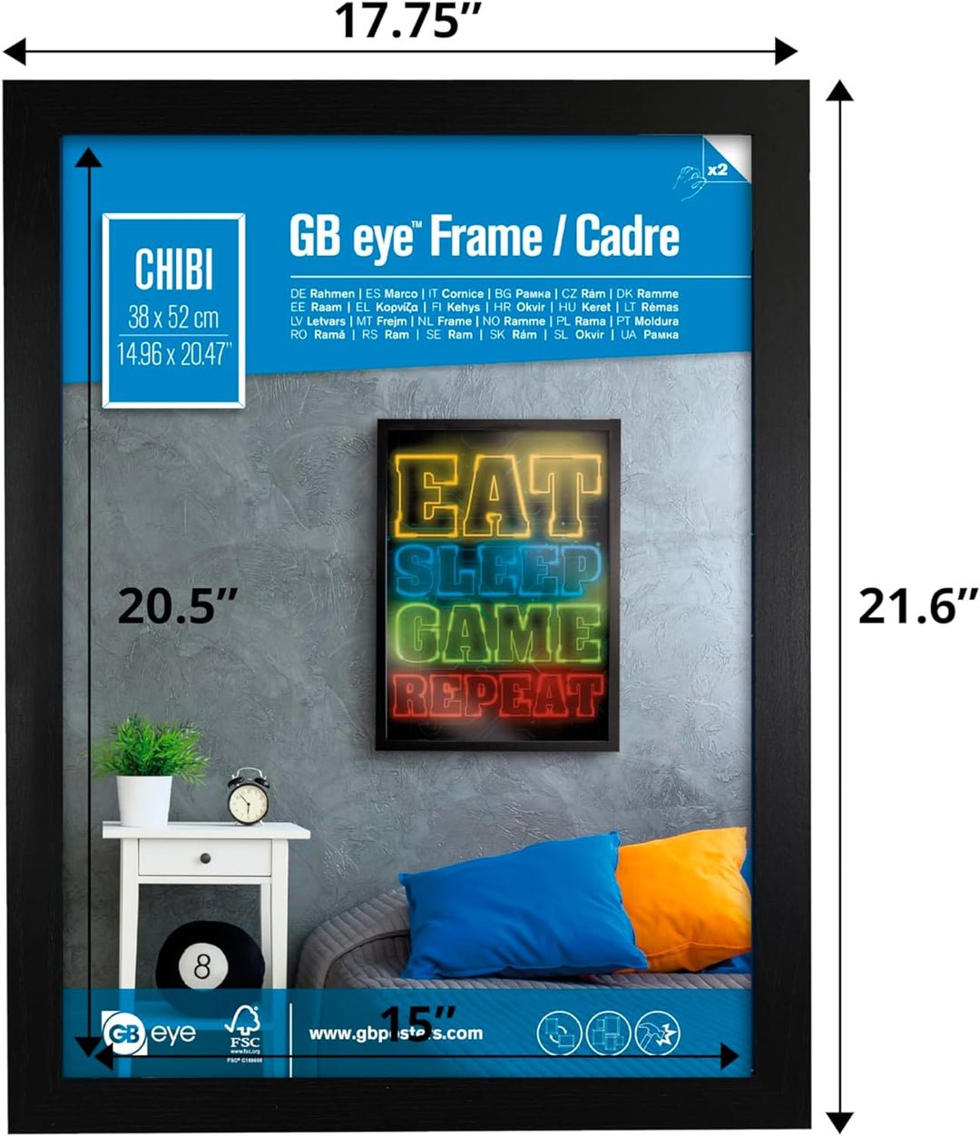 GB Eye – Gbeye Bilderrahmen, Chibi, 52 x 38 cm, Schwarz