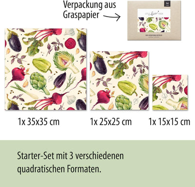 little bee fresh Bio-Bienenwachstücher Starter-Set "S/M/L" aus Deutschland - hält Lebensmittel natür