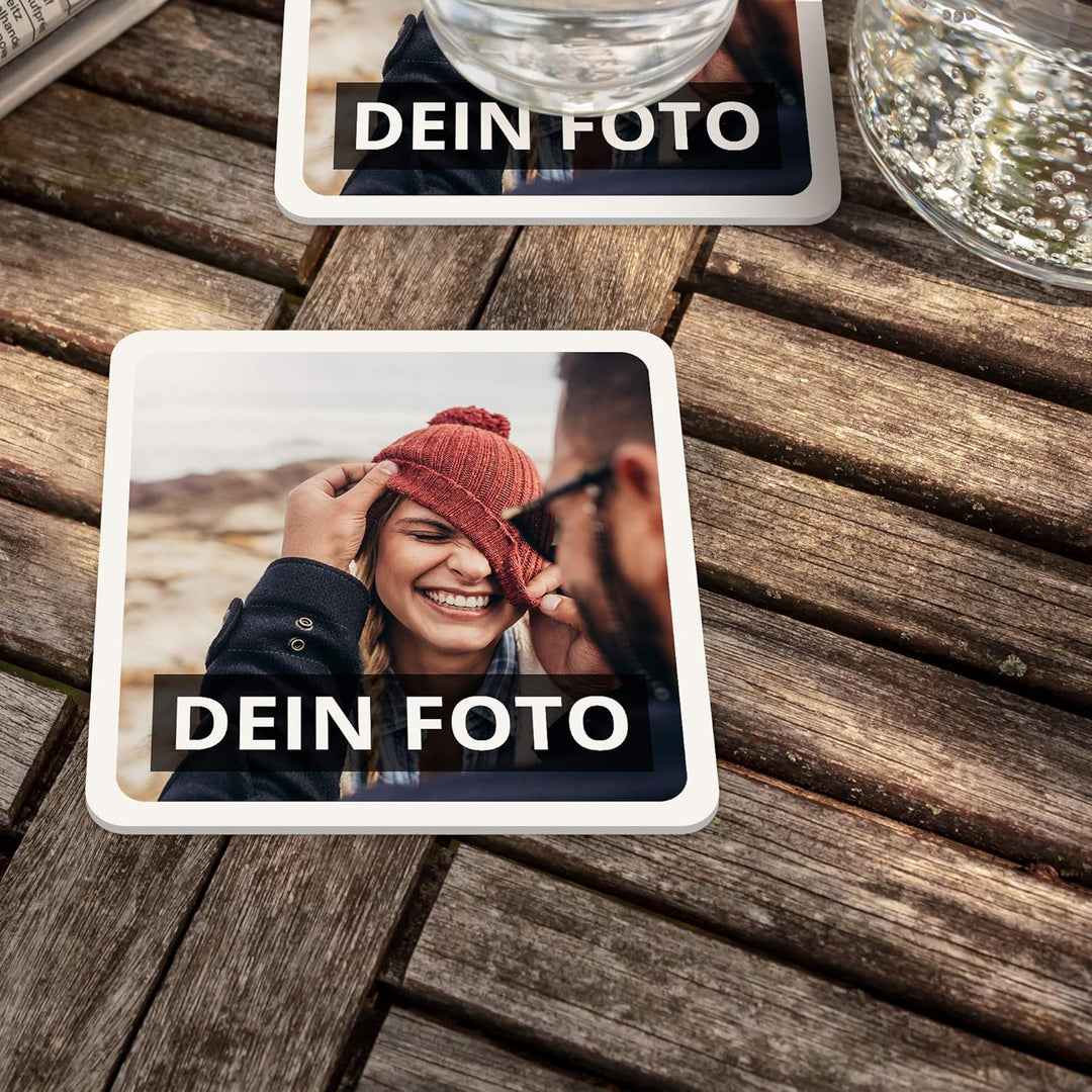 Untersetzer mit Foto personalisiert - Personalisierbare Kunststoff Untersetzer Bedrucken (Eckig) (Ku