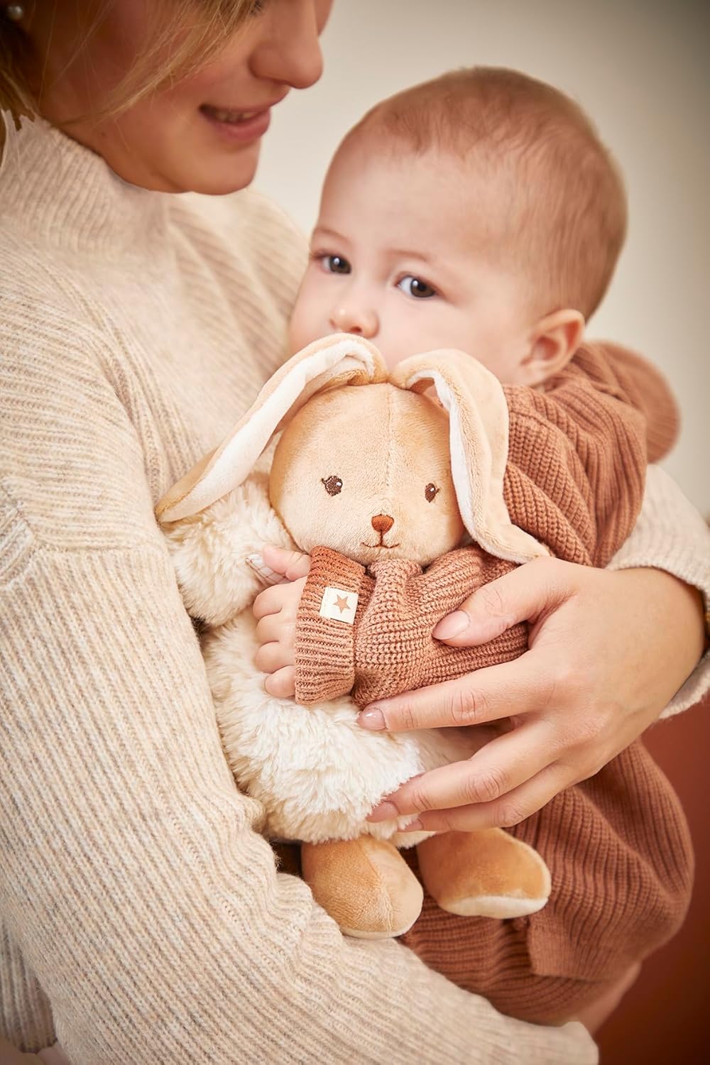 KALOO - Schmusetuch Kaninchen Creme 17cm - Ultraweiches und Flauschiges Plüschtier für Babys - Zärtl