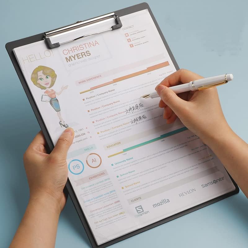 A4 Klemmbrett, 6er Klemmbrett A4 mit gummierter Metallklemme Zwischenablage Schreibblock für Student