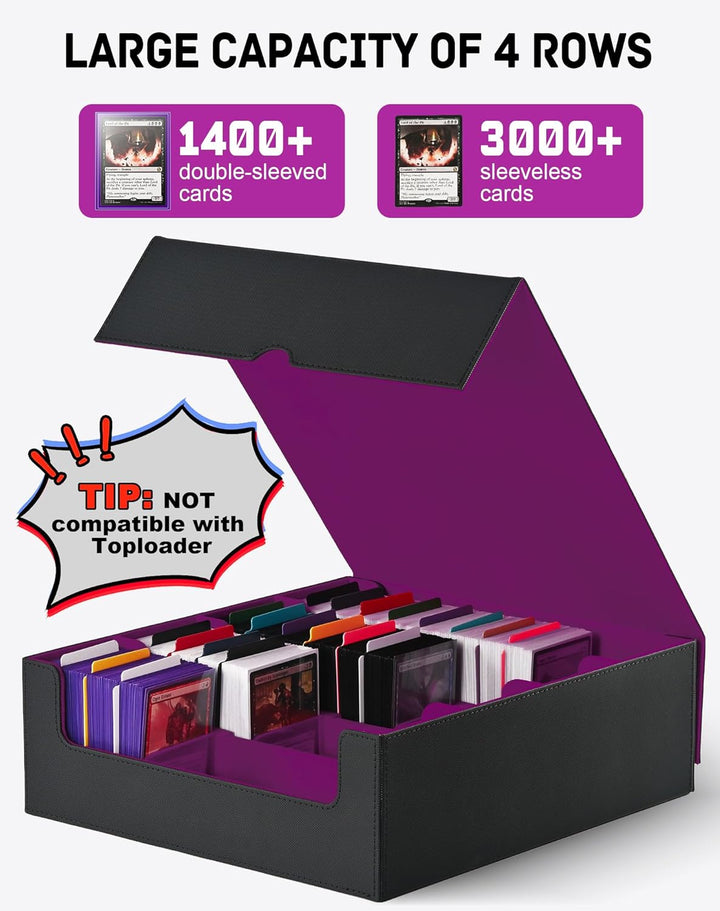 ZLCA Trading Card Storage Box, Commander Card Deck Case Holds 2400+ Cards, MTG Deck Box mit 4 Stopfe