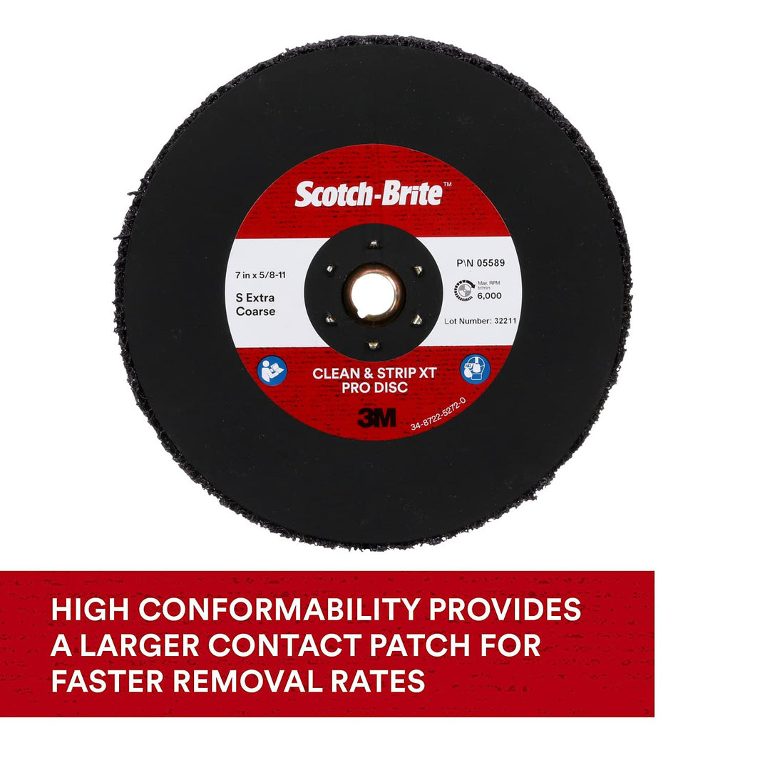 Scotch-BriteTM Clean and Strip XT Pro Disc, TN Quick Change, 17,8 cm x 5/8 in-11, S XCS, 5 Stück