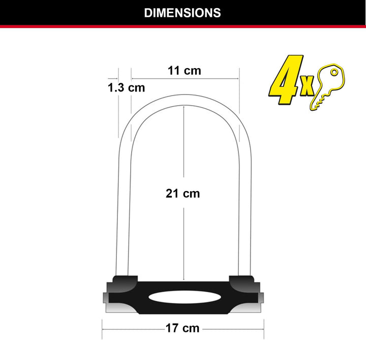 MASTER LOCK Bügelschloss [Schlüsselschloss] [mit Halterung] [Zertifiziertes Fahrrad Schloss - Secure
