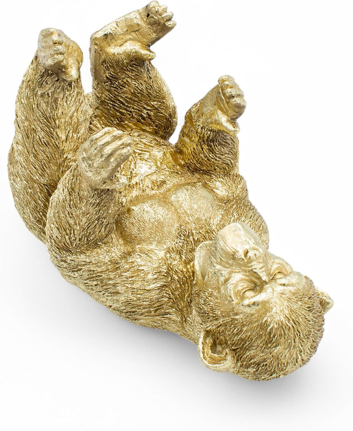 Spetebo Deko Flaschenhalter AFFE Gold - 27 x 15 cm - Halter für Weinflaschen Durstiges Tier - Tischd