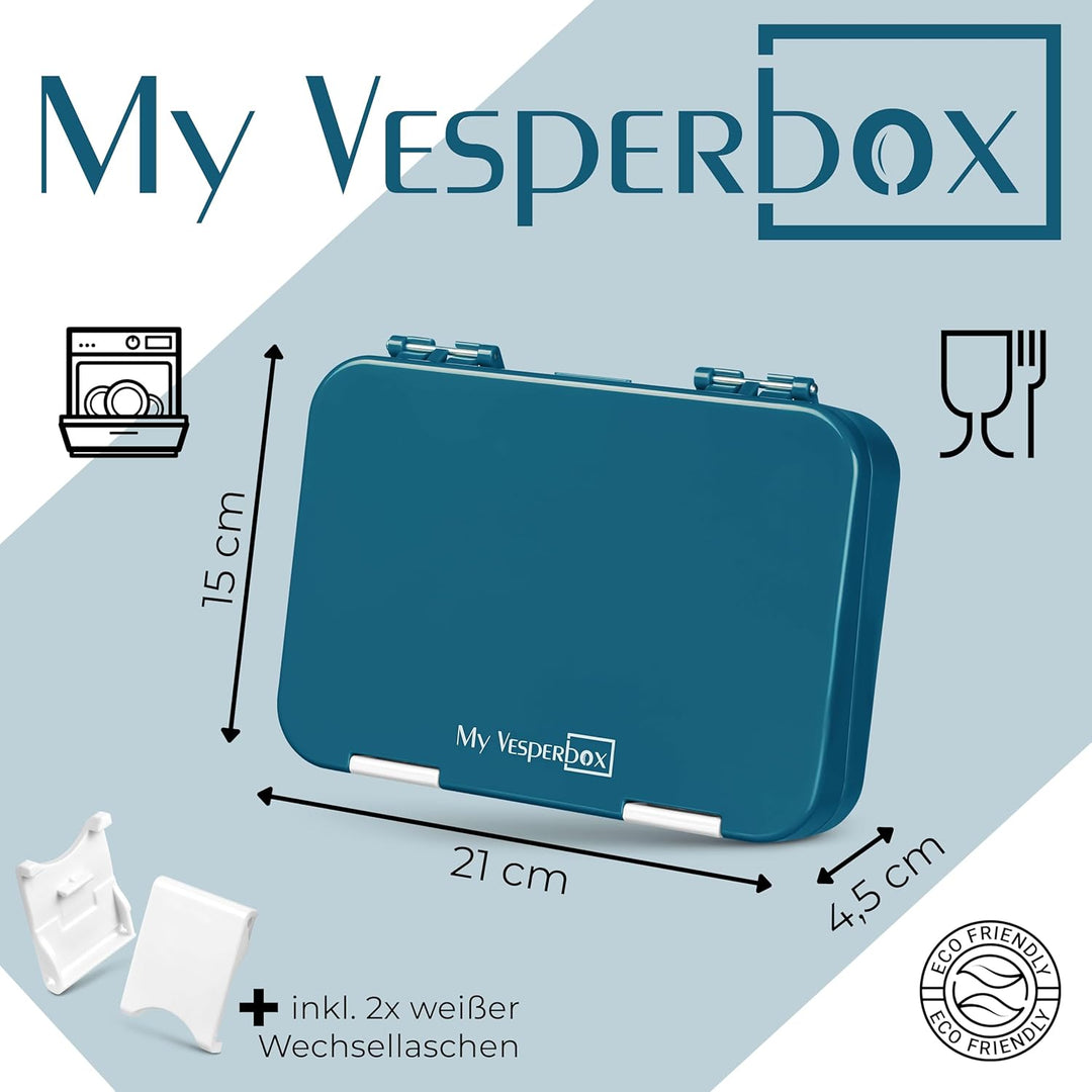 My Vesperbox® Brotdose für Kinder mit Fächern [LEN] - Lunchbox mit Trennfächern - Bento Box - Jausen