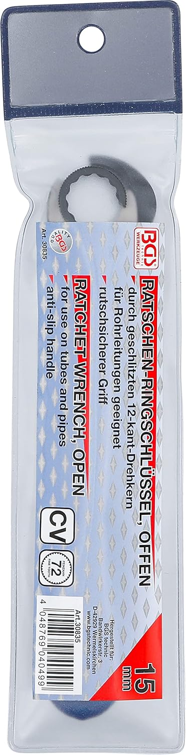 BGS 30835 | Ratschen-Ringschlüssel, offen | SW 15 mm Schlüsselweite: 15 mm, Schlüsselweite: 15 mm
