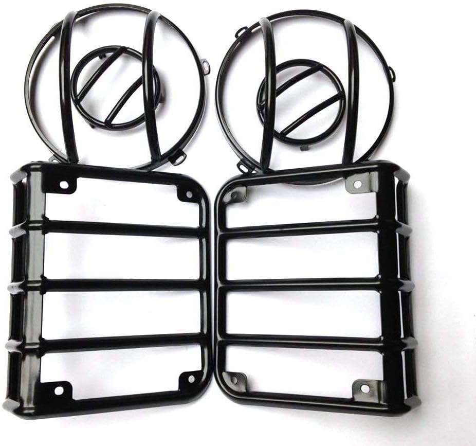 SXMA LED-Lichtschutzhaube-Kit Stahl-Led-Lampenschutzhaube für HeadLight Rücklicht Blinker Jee Wrangl