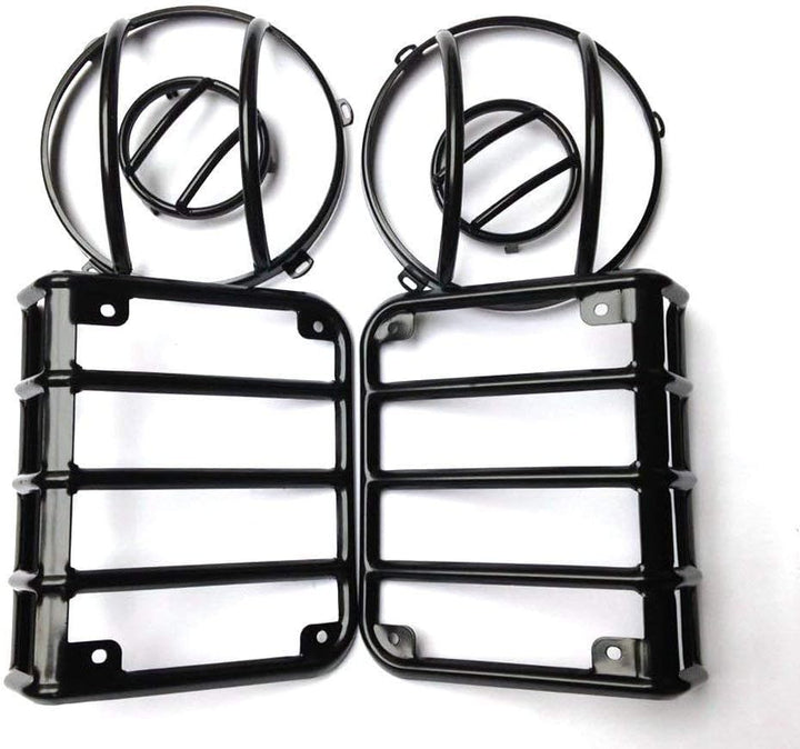SXMA LED-Lichtschutzhaube-Kit Stahl-Led-Lampenschutzhaube für HeadLight Rücklicht Blinker Jee Wrangl