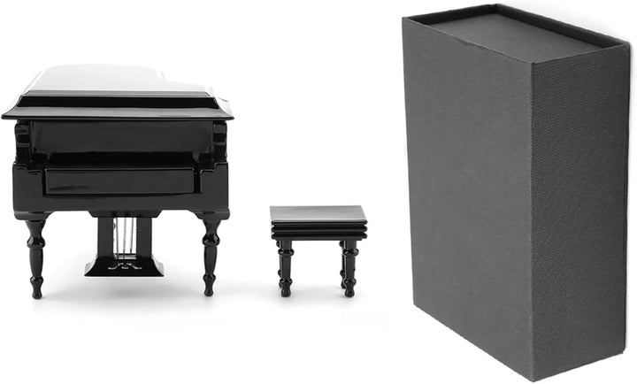 Mini Klavier Deko, Miniatur Klavier aus Holz, Schwarzes Klavier Modell mit Bank und Koffer, Puppenha