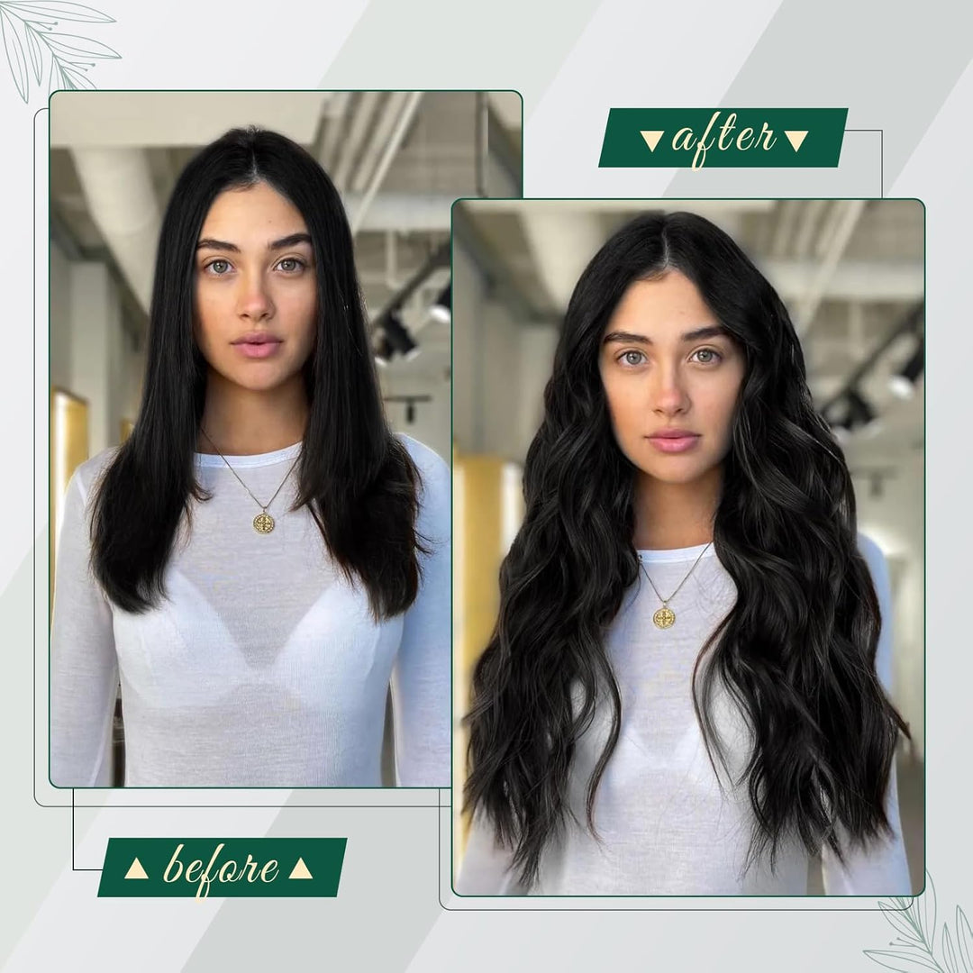 RUNATURE Tressen Echthaar Extensions Pechschwarz Sew in Weft Echthaar Extensions Schwarz Echthaar Tr