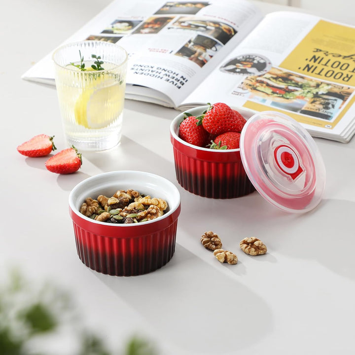 vancasso RAMEKINS 260ml Soufflé Förmchen Set von 6, Ø9,5cm Creme Brulee Schälchen Backofen sicher, P