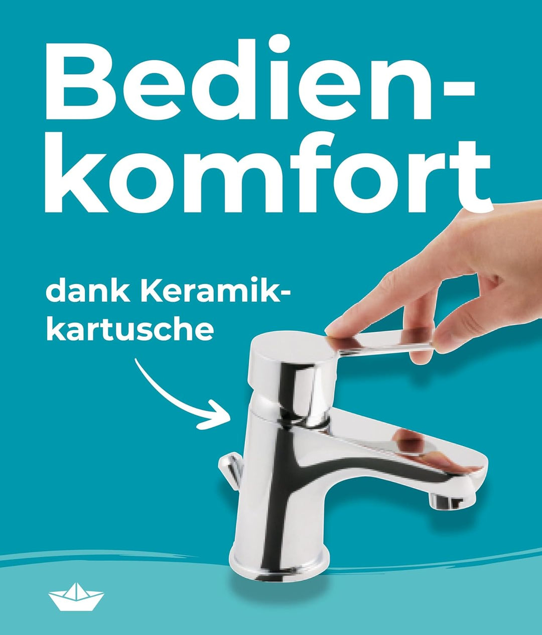 Calmwaters® Wasserhahn Bad - 56 mm Auslaufhöhe - leichte Reinigung - robuster Messingkern - mit Exce