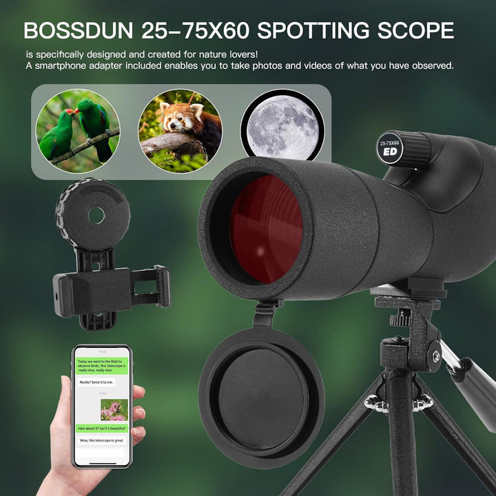 Spektiv, Dual-Fokus, leistungsstarkes Monokular für Erwachsene, 60 mm Objektiv, grosse Sicht, wasser