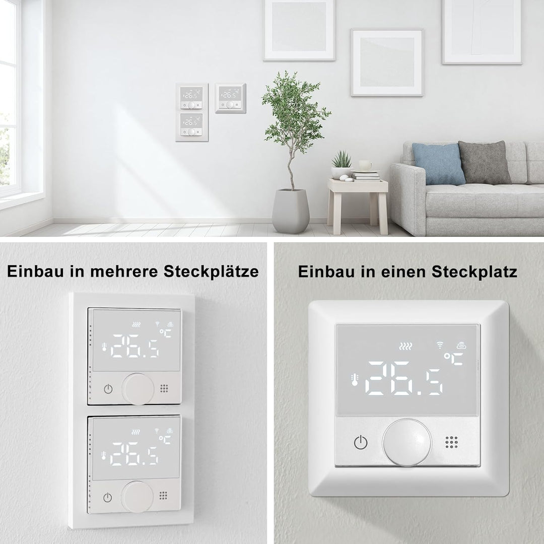 KETOTEK Smart Thermostat Fussbodenheizung Elektrische 16A, WiFi Raumthermostat Fussbodenheizung Wand