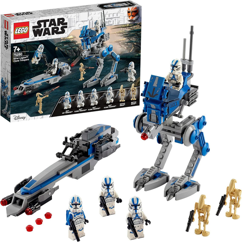 LEGO 75280 Star Wars Clone Troopers der 501. Legion, Bauset mit Kampfdroiden und at-RT Walker Single