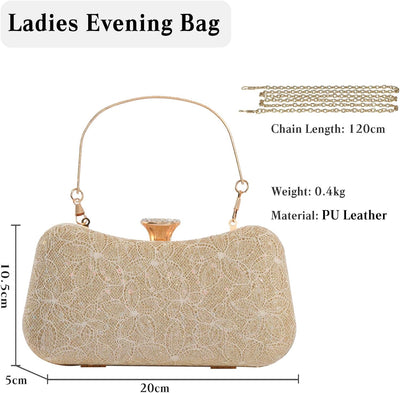 CORIOS Damen Elegante Abendtasche Blumen Clutch Pailletten Schultertasche Hochzeit Brautbörse Handta