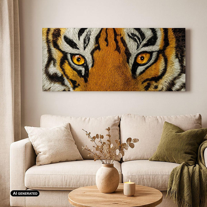 Wandbilder Dekoration Wohnzimmer Tiger Tiere Natur Safari Panorama Bilder auf Leinwand 120x50cm Lein