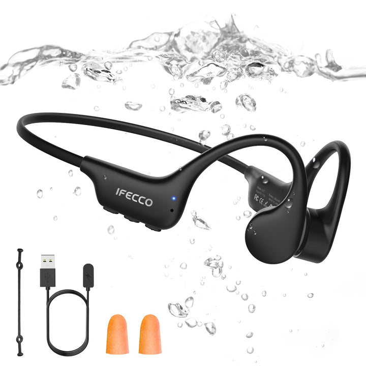 IFECCO Knochenschall Kopfhörer Schwimmen Bluetooth 6.0 - IP68 wasserdichte Open Ear KopfhöRer mit MP