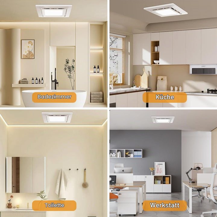 veco chajor 210mm Badlüfter mit LED Licht, Montageöffnung 210mm 8.3IN, 130 CFM, ultra-leiser 1,0-Son