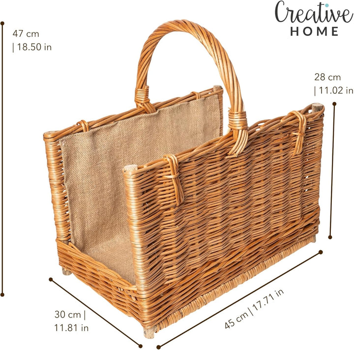 Creative Home Gross Kaminkorb Holzkorb Kaminholzkorb Rattan | 45 x 30 x 47 cm | Aufbewahrung Rechtec