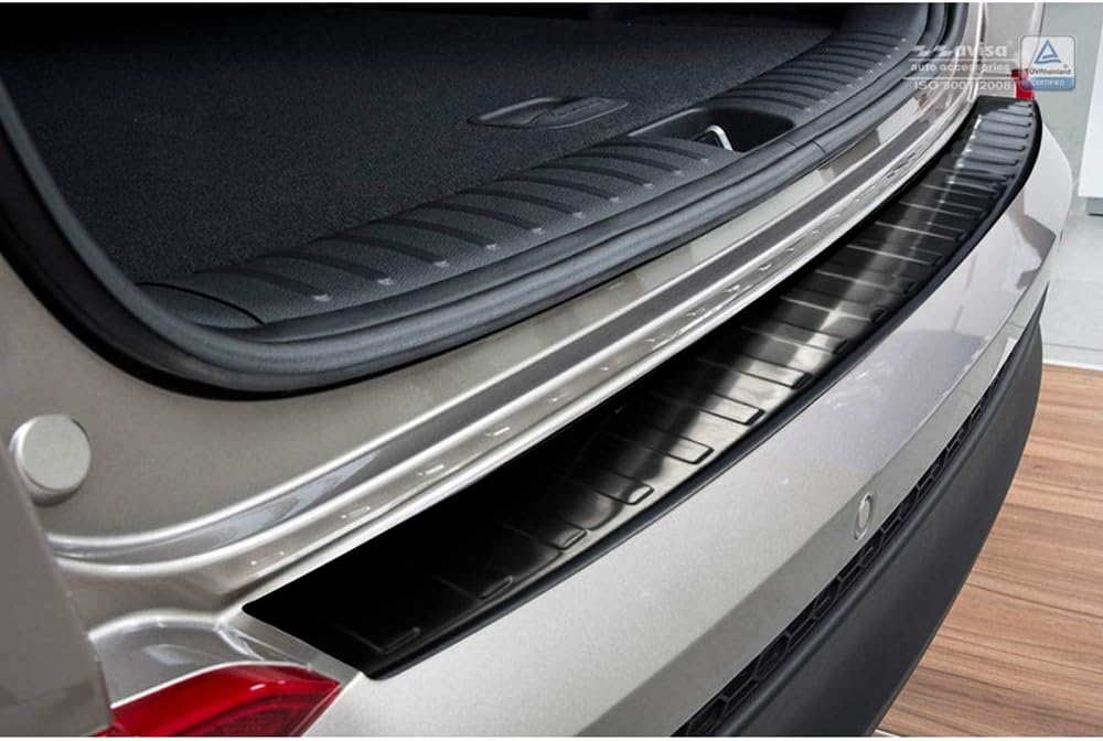 Avisa Schwarz Edelstahl Heckstossstangenschutz kompatibel mit Hyundai Tucson 2015-2018 'Ribs'