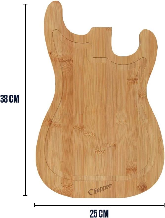 mikamax - Gitarren Schneidebrett - Holz farbe - Gross - Fleischerblock - Gemüse schneiden 38L x 25B