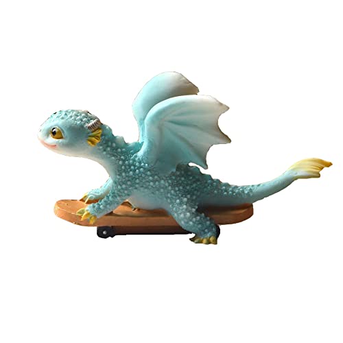 Miniatur Fee Garten Drache Figurine- Vorwärts gehender Drache Skateboard Drache, Skateboard Drache