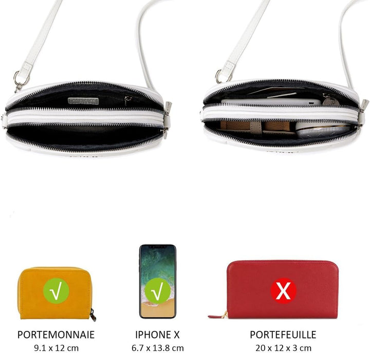 David Jones - Dämen Kleine Umhängetasche - Frau Mini Handtasche PU Leder - Handy Tasche Multi Tasche